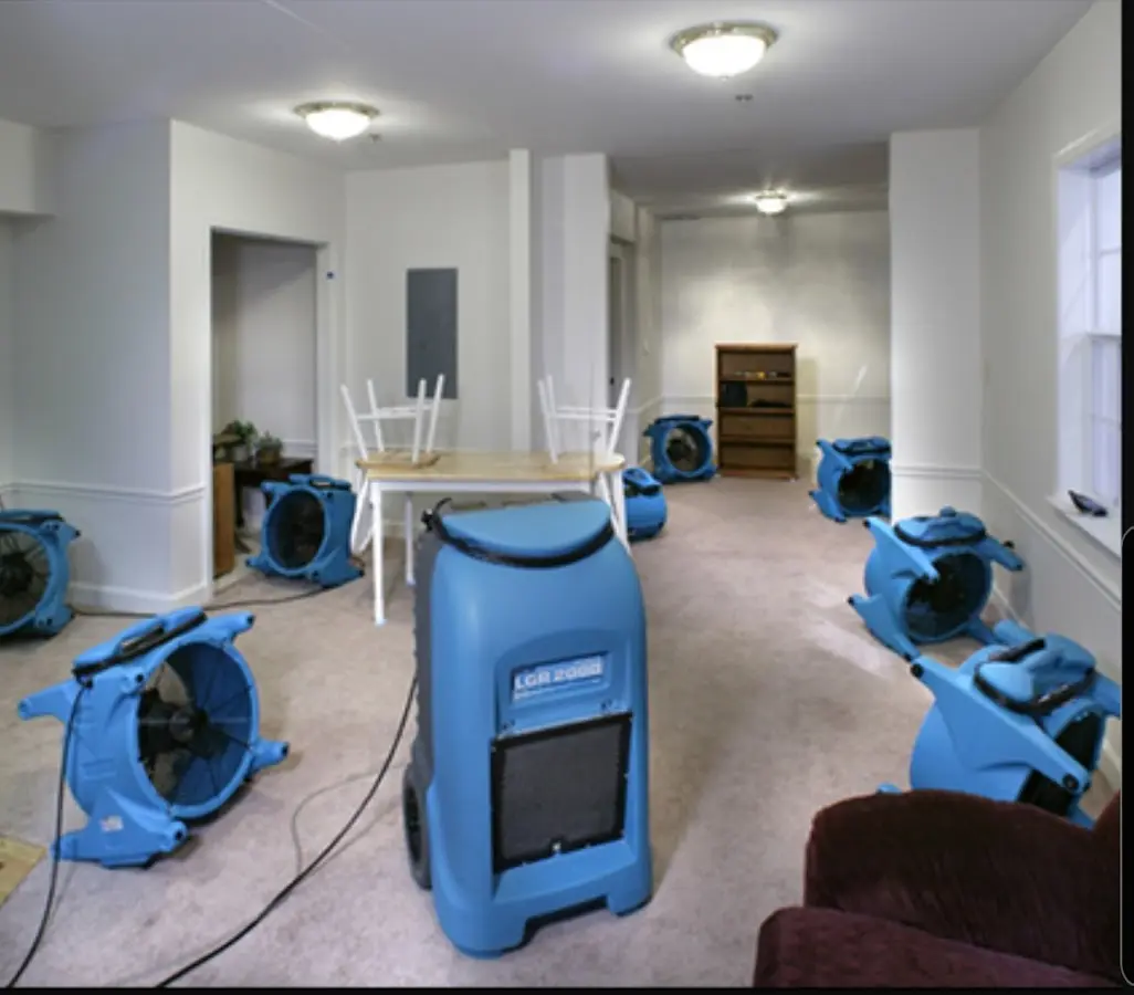 Air movers and dehumidifier setup for Water Extraction & Removal in Scaggsville