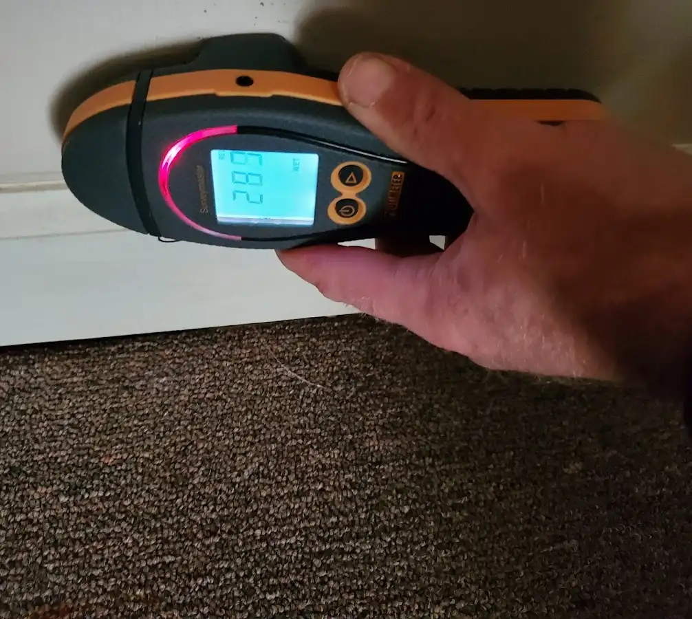 Moisture detection at baseboard during Sewage Cleanup & Sanitation in Scaggsville