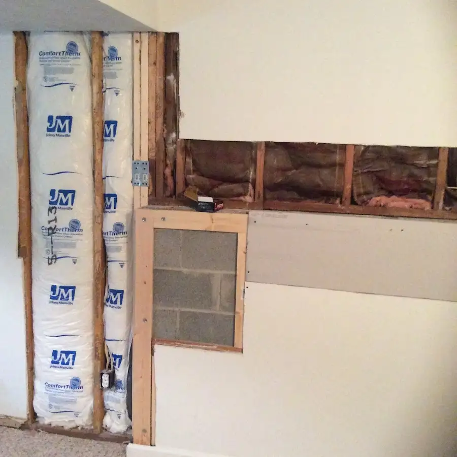 Wall insulation replacement during Basement Flood Cleanup in Scaggsville